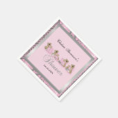 Roze en zilver Damask Teddy Bears | BABY SHOWER Servet (Hoek)