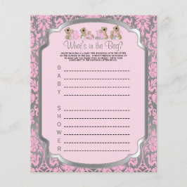 Roze en zilver Damask Teddy Bears - Game Flyer