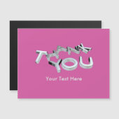 Roze en zilver Dank u Magnetische Kaarten (Voorkant / Achterkant)