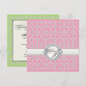 Roze en zilver, diamanten en kant, zoete zestien 1 kaart (Voorkant / Achterkant)