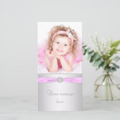 Roze en Zilver Foto Bedankt (Staand voorkant)