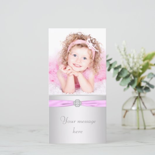 Roze en Zilver Foto Bedankt (Staand voorkant)