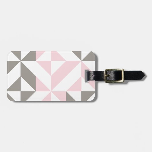 Roze en zilver Geometric ZigZag Bagagelabel (Voorkant horizontaal)