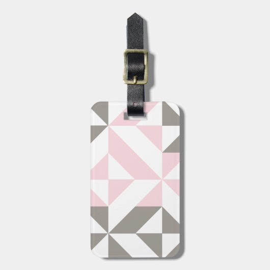 Roze en zilver Geometric ZigZag Bagagelabel (Voorkant verticaal)