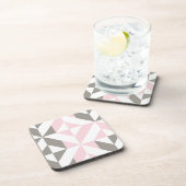 Roze en zilver Geometric ZigZag Bier Onderzetter (Rechterzijde)