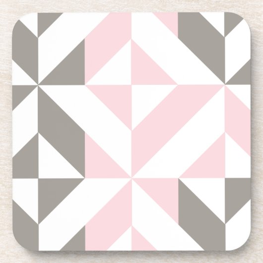 Roze en zilver Geometric ZigZag Bier Onderzetter (Voorkant)