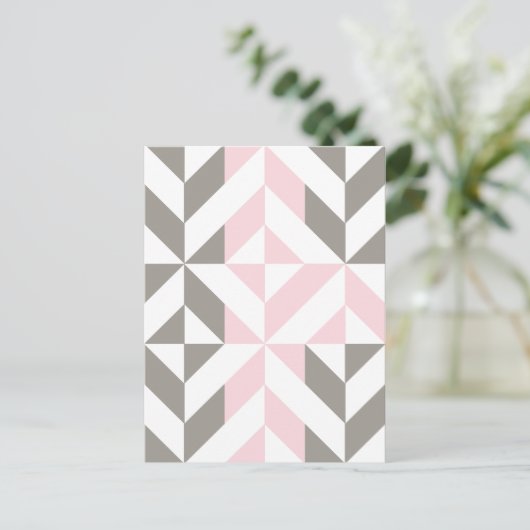 Roze en zilver Geometric ZigZag Briefkaart (Staand voorkant)