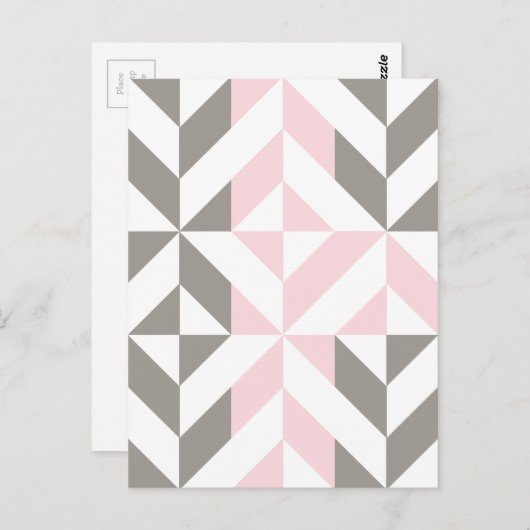 Roze en zilver Geometric ZigZag Briefkaart (Voorkant / Achterkant)