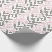 Roze en zilver Geometric ZigZag Cadeaupapier (Hoek)