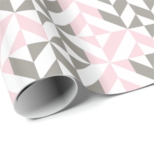 Roze en zilver Geometric ZigZag Cadeaupapier (Rol Hoek)