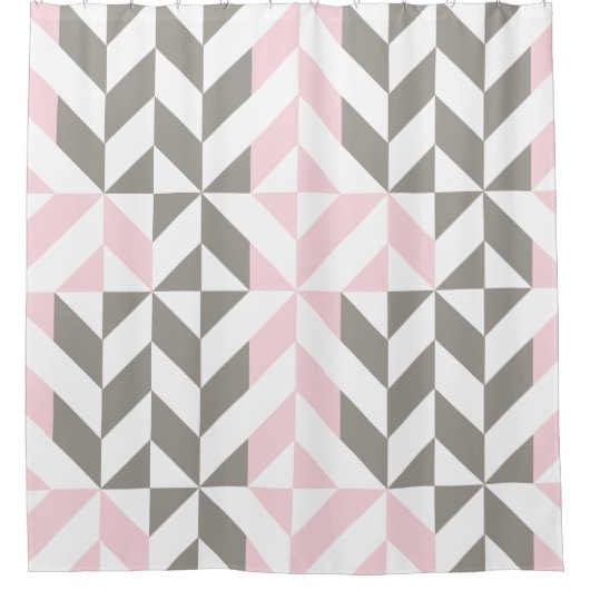 Roze en zilver Geometric ZigZag Douchegordijn (Voorkant)