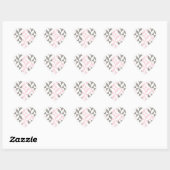 Roze en zilver Geometric ZigZag Hart Sticker (Vel)