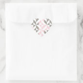 Roze en zilver Geometric ZigZag Hart Sticker (Tas)