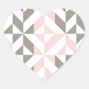 Roze en zilver Geometric ZigZag Hart Sticker