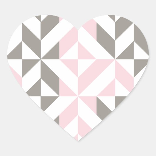 Roze en zilver Geometric ZigZag Hart Sticker (Voorkant)