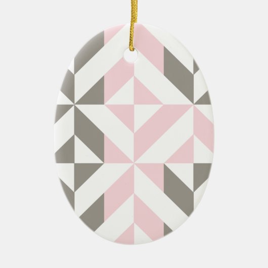 Roze en zilver Geometric ZigZag Keramisch Ornament (Voorkant)