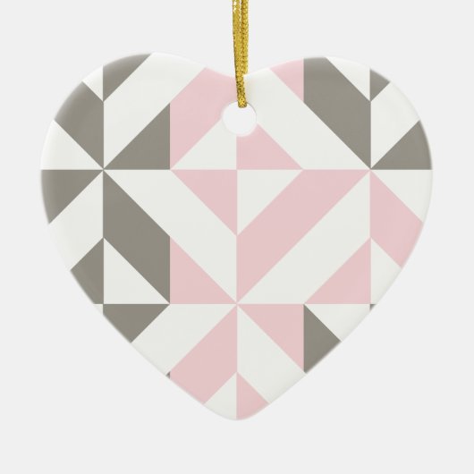 Roze en zilver Geometric ZigZag Keramisch Ornament (Voorkant)
