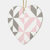 Roze en zilver Geometric ZigZag Keramisch Ornament (Links)