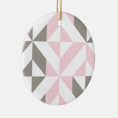 Roze en zilver Geometric ZigZag Keramisch Ornament (Rechts)