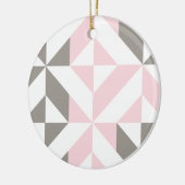Roze en zilver Geometric ZigZag Keramisch Ornament (Links)