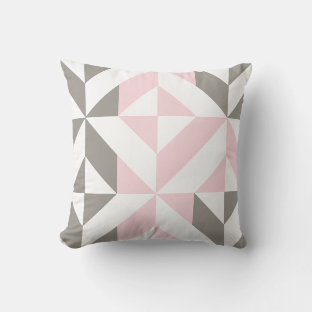 Roze en zilver Geometric ZigZag Kussen (Voorkant)