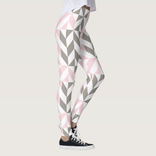 Roze en zilver Geometric ZigZag Leggings (Rechts)