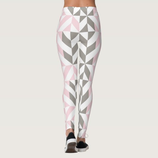 Roze en zilver Geometric ZigZag Leggings (Achterkant)