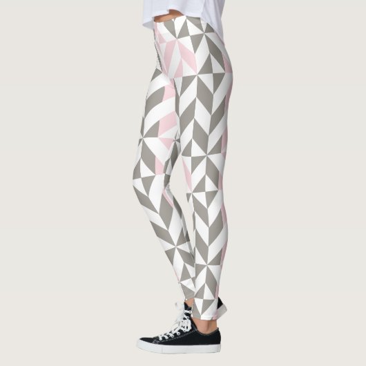 Roze en zilver Geometric ZigZag Leggings (Links)