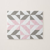 Roze en zilver Geometric ZigZag Legpuzzel (Horizontaal)