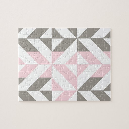 Roze en zilver Geometric ZigZag Legpuzzel (Horizontaal)