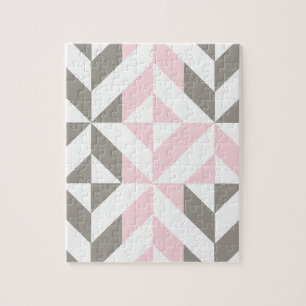 Roze en zilver Geometric ZigZag Legpuzzel