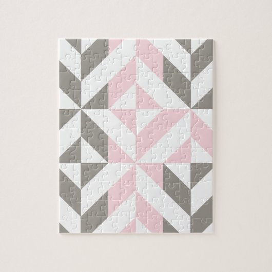 Roze en zilver Geometric ZigZag Legpuzzel (Verticaal)