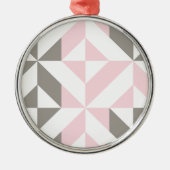 Roze en zilver Geometric ZigZag Metalen Ornament (Voorkant)