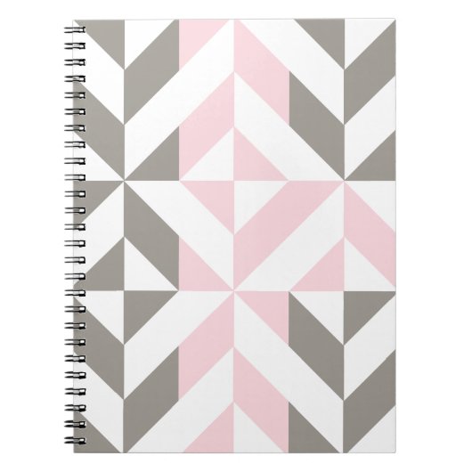 Roze en zilver Geometric ZigZag Notitieboek (Voorkant)