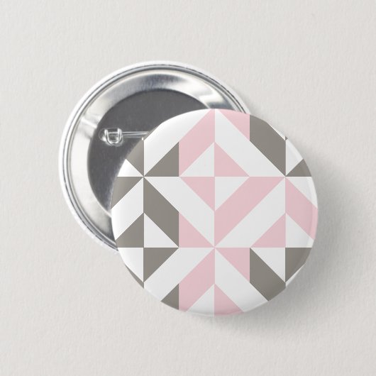 Roze en zilver Geometric ZigZag Ronde Button 5,7 Cm (Voorkant /achterkant)