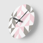 Roze en zilver Geometric ZigZag Ronde Klok (Hoek)