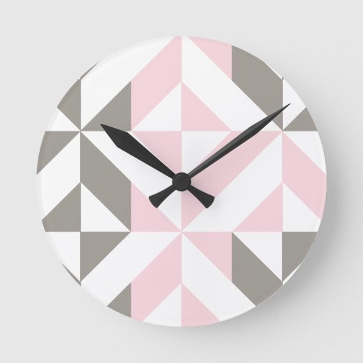 Roze en zilver Geometric ZigZag Ronde Klok (Voorkant)