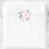 Roze en zilver Geometric ZigZag Ronde Sticker (Tas)