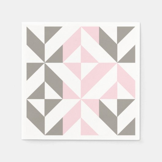 Roze en zilver Geometric ZigZag Servet (Voorkant)