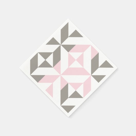 Roze en zilver Geometric ZigZag Servet (Hoek)