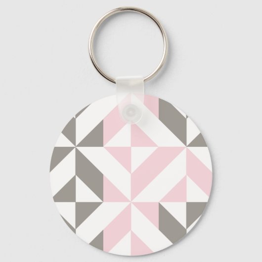 Roze en zilver Geometric ZigZag Sleutelhanger (Voorkant)