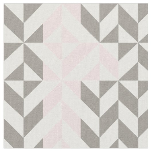 Roze en zilver Geometric ZigZag Stof (Close Up)