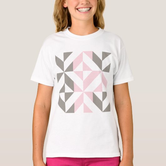 Roze en zilver Geometric ZigZag T-shirt (Voorkant)