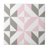 Roze en zilver Geometric ZigZag Tegeltje (Voorkant)