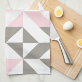 Roze en zilver Geometric ZigZag Theedoek (Quarter Fold)