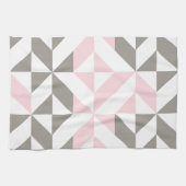 Roze en zilver Geometric ZigZag Theedoek (Horizontaal)
