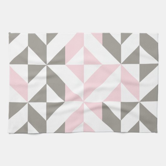 Roze en zilver Geometric ZigZag Theedoek (Horizontaal)