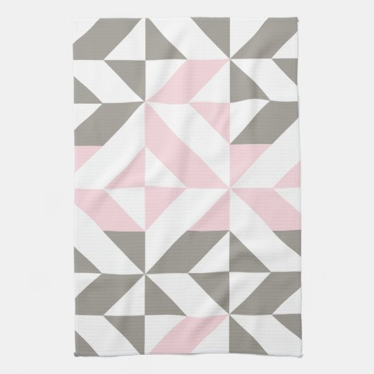 Roze en zilver Geometric ZigZag Theedoek (Verticaal)