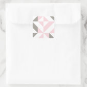 Roze en zilver Geometric ZigZag Vierkante Sticker (Tas)