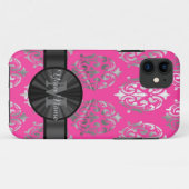 Roze en zilver gepersonaliseerd monogram Case-Mate iPhone case (Achterkant (horizontaal))